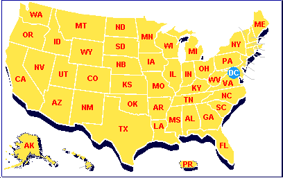 Business Card Yellow Pages US/PR map